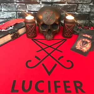 Lucifer tablecloth Altar cloth Demonology Occult tool Witchcraft supplies Sorcery Handcrafted