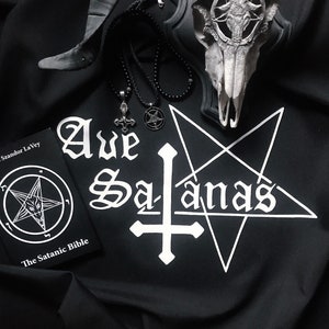 Ave Satanas Altar Tablecloth  Inverted cross Satan decor  Occult tool Witchcraft Handcrafted