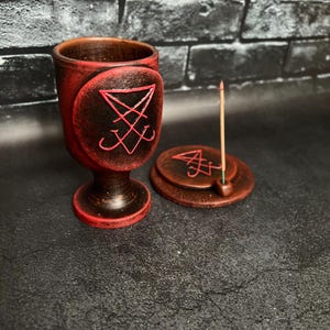 Lucifer sigil SET Altar Cup Incense holder Ritual tools Demonology Witch home decor Witchcraft supplies Sorcery