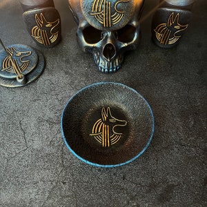 Altar de Anúbis Tigela de oferenda ritual Deus egípcio Ferramenta oculta Bruxaria feita à mão