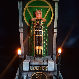 Lucifer sigil Altar statue Demon decor Ritual tool spell Witchcraft HANDMADE