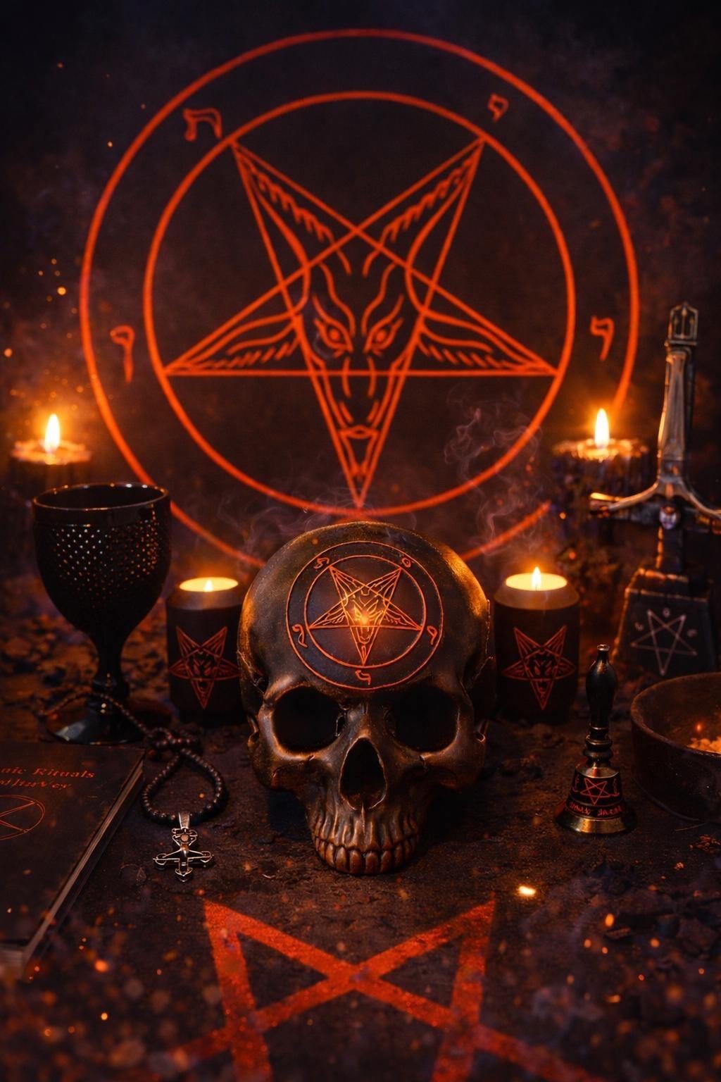 Plaque Murale Gothique Baphomet Et Sorcière – Art Fantastique En Bois – Neuf