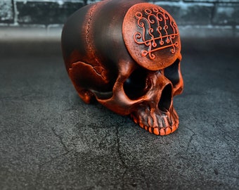 Paimon Sigil Altar Skull, Goetia Ritual Decor, Witchcraft Supply, Occult Gothic Art