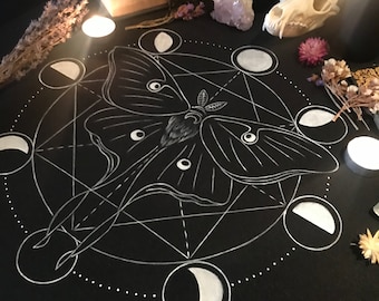 Lunar Altar Tischdecke - Wahrsagerei, Hexerei Rituale, spirituelle Dekoration, handgefertigt