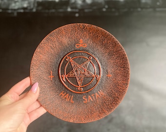 Baphomet Offering Bowl, Sulfur Symbol Altar Dish, Satanic Ritual Tool, Occult Decor