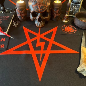 Anton Lavey ritual tablecloth Altar cloth Pentagram satanism home decor Altar Witchcraft supplies Sorcery