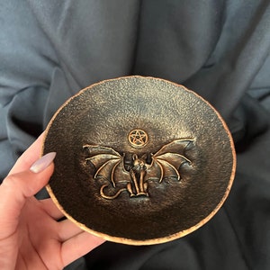 Witch cat bowl decoration Plate Pentagram Witch Altar Offering bowl Witchcraft Handcrafted