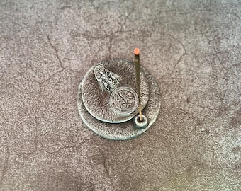 Porte-encens d'autel satanique en soufre Baphomet
