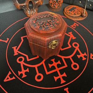 Caja Belial Goetia 72 sigilo demoníaco Altar ritual Salomón demonología Altar Suministros de brujería Hechicería