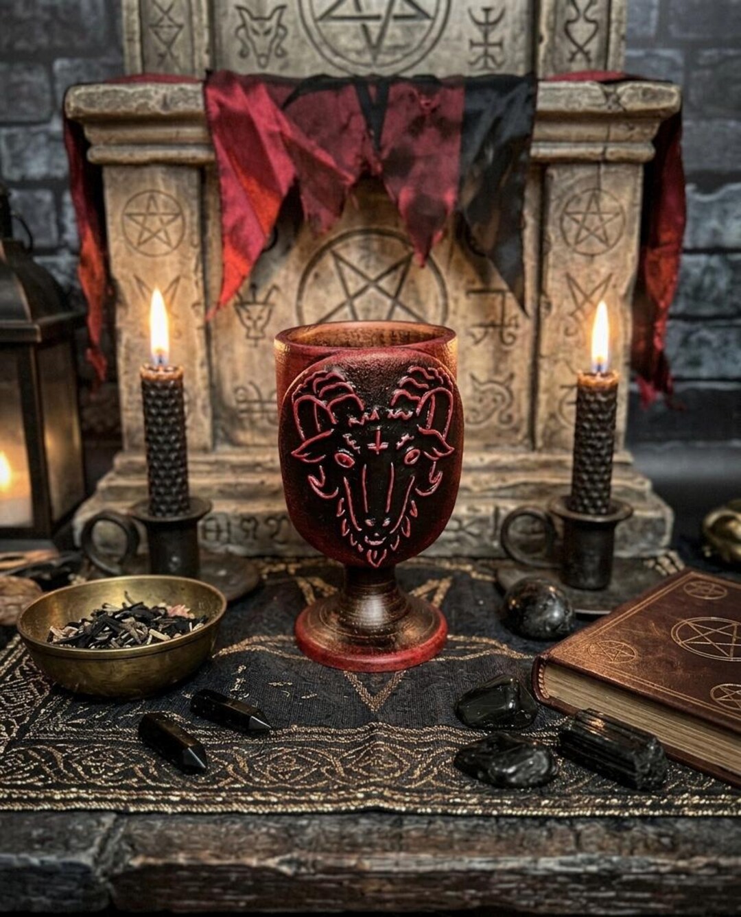 Baphomet Altar Cup, Satanic Ritual Chalice, Occult Decor, Witchcraft ...