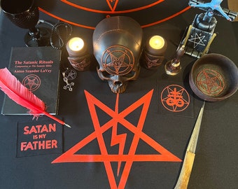 Anton Lavey ritual tablecloth Altar cloth Pentagram satanism home decor Altar Witchcraft supplies Sorcery