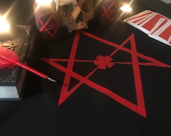 Crowley Thelema Altartuch - Unicursal Hexagramm für Okkulte Rituale, Hexerei und Zauberei