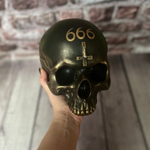 Satan Skull Altar 666 Inverted cross Occultism Witchcraft supplies Handcrafted