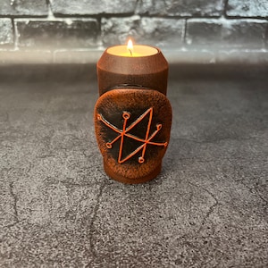 Azazel Sigil Altar Candle holder Fallen Angel Luciferian path Demonology Left hand Ritual candlestick Witchcraft supplies Sorcery