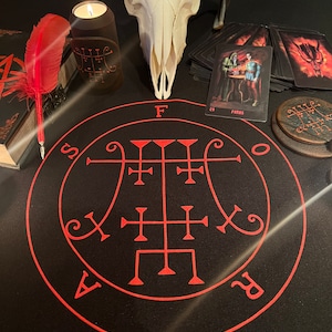 Foras demônio Sigilo Goetia Altar toalha de mesa Salomão magia Demonologia Ocultismo Ritual feitiço Bruxaria Feito à mão