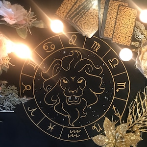 Leo Zodiac Tablecloth | Astrological Altar Cloth | Celestial Lion Decor | Tarot Reading Mat | Witchcraft Astrology Table Cover | Handcrafted