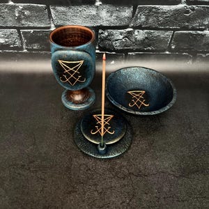 Lucifer Demon sigil Altar SET Luciferian witchcraft Demonology tools Occult Ritual Handcrafted