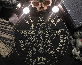 Tetragrammaton Altartuch | Okkulte Tischdecke Ritualmagie | Heilige Geometrie Hexerei Dekor | Handgefertigter Esoterik Stoff