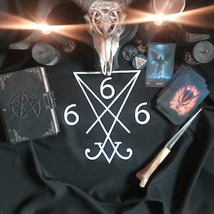Lucifer sigil Altar tablecloth Ritual cloth Demonology Witchcraft supplies Handcrafted