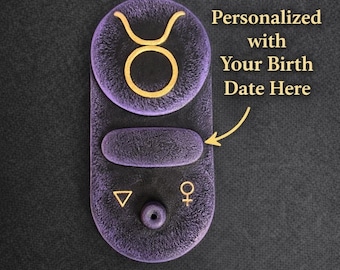 Taurus Zodiac Incense Holder with Birth Date Personalized Decor