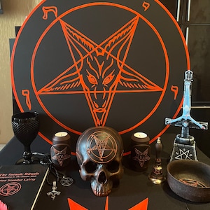 Baphomet Wall Plaque | Satanic Altar | Leviathan Cross Sigil Baphomet | Occult Wall Art | Handcrafted Ritual Tool | Witchcraft Home Decor