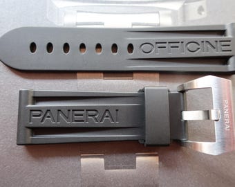 EU Black Rubber strap in 24mm - 24/22mm With Buckle - Compatible with Panerai