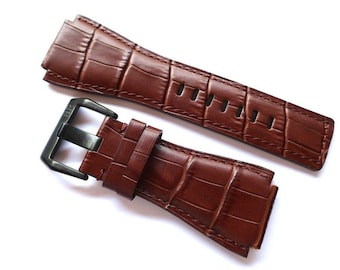 EU Handmade Leather strap in 24mm - Exotic Brown - B&R Bell Ross BR01 BR-01 Style