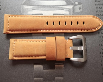 EU Handmade Asso Leather strap in 24mm - 24/22mm With Buckle - Compatible with Panerai