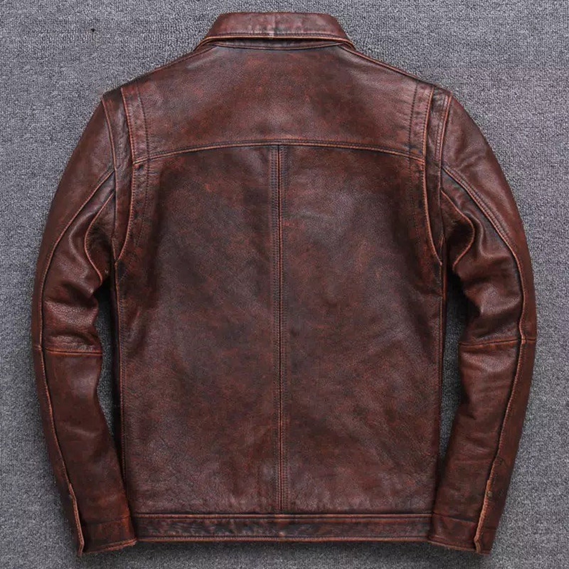 Dark Brown Smart Casual Leather Jacket Single Breasted Genuine - Etsy ...