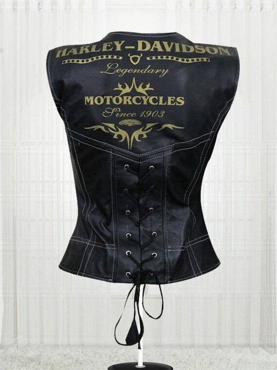 Rainy unlock sell Harley Davidson Damen Biker Leder Weste seit 1903 bedruckte - Etsy Schweiz