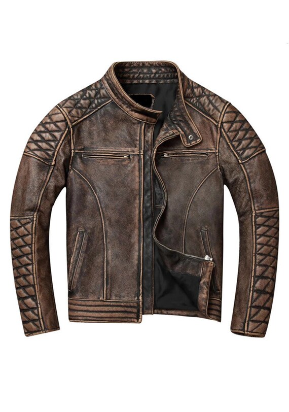 Distressed Leather Jacket | Etsy 