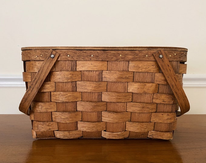 Vintage Picnic Basket With Lid Large Size Picnic Basket Vintage Wicker Picnic Basket With