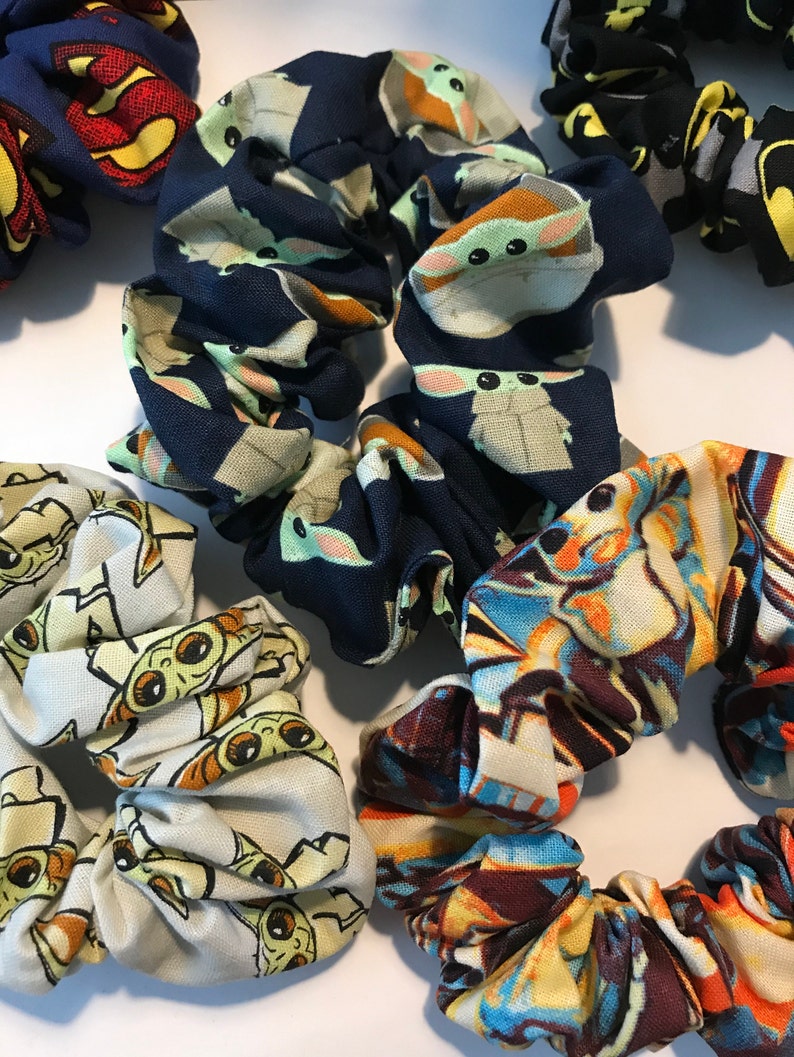 Baby Yoda Mandalorian Superman or Harry Potter hair scrunchies or headbandAlice band Batman