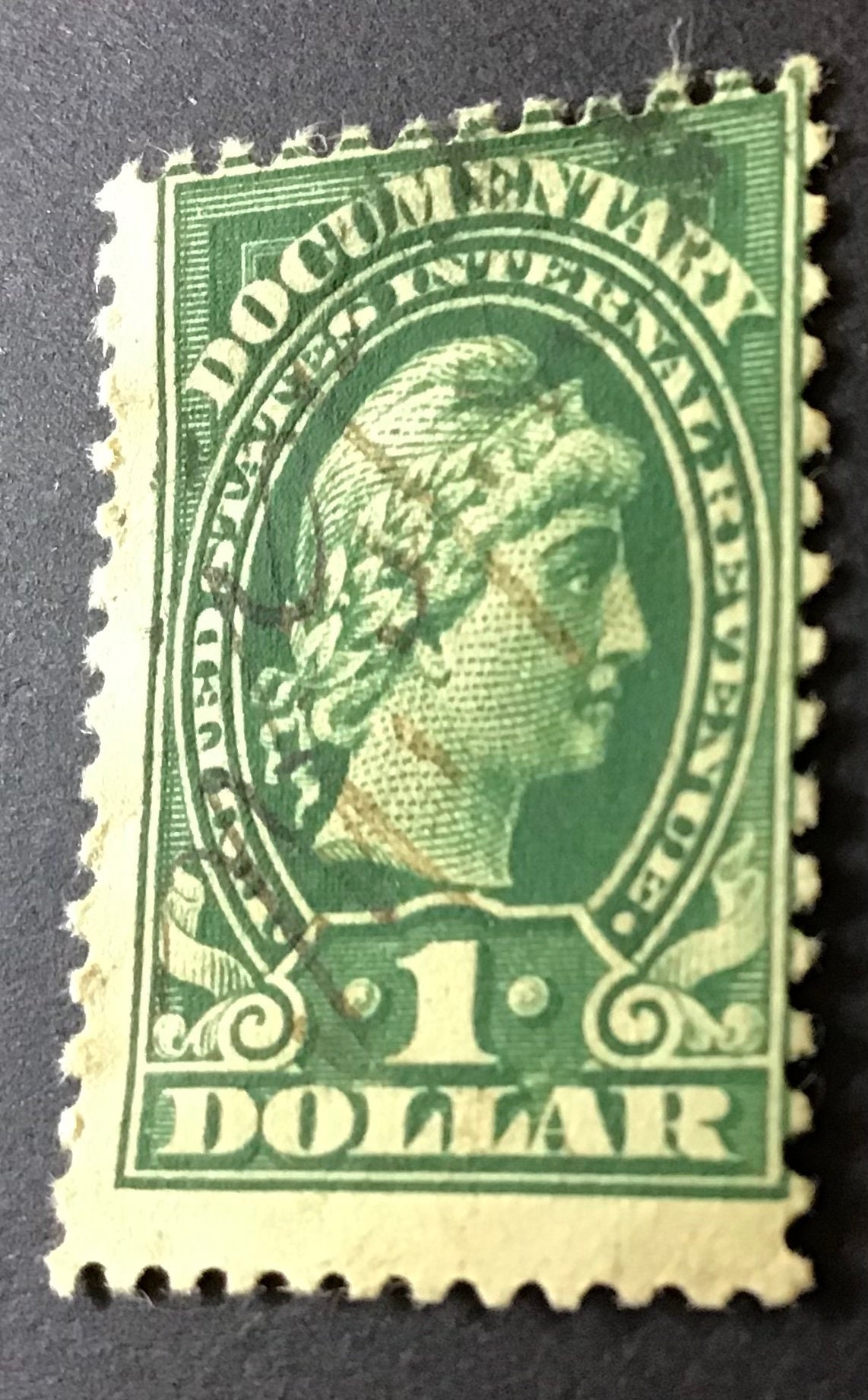 Rare postage stamp 1914 Green 1 Dollar Documentary stamp No Etsy