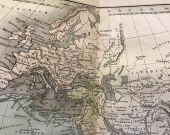 Antike Drucke Kartographie Karte die bekannte Welt 1851 antike Karte Orbis Veteribus Notus Samuel Butler Römisches Reich graviert von S Hall