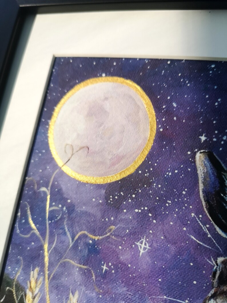 Harvest Moon PRINT Hare and Full Moon, Pagan Art, Witchy Art, Hand ...