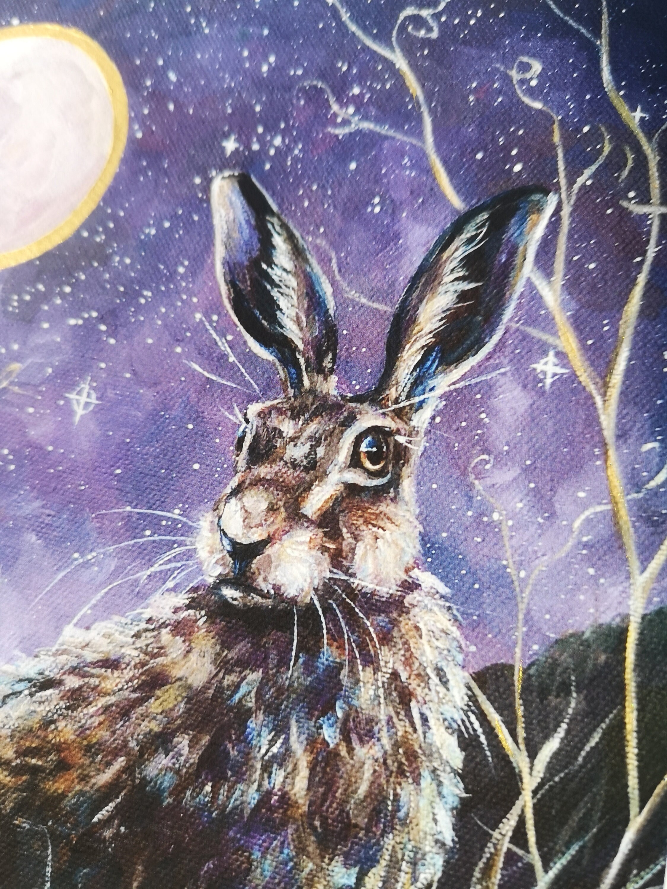 Harvest Moon PRINT Hare and Full Moon, Pagan Art, Witchy Art, Hand ...