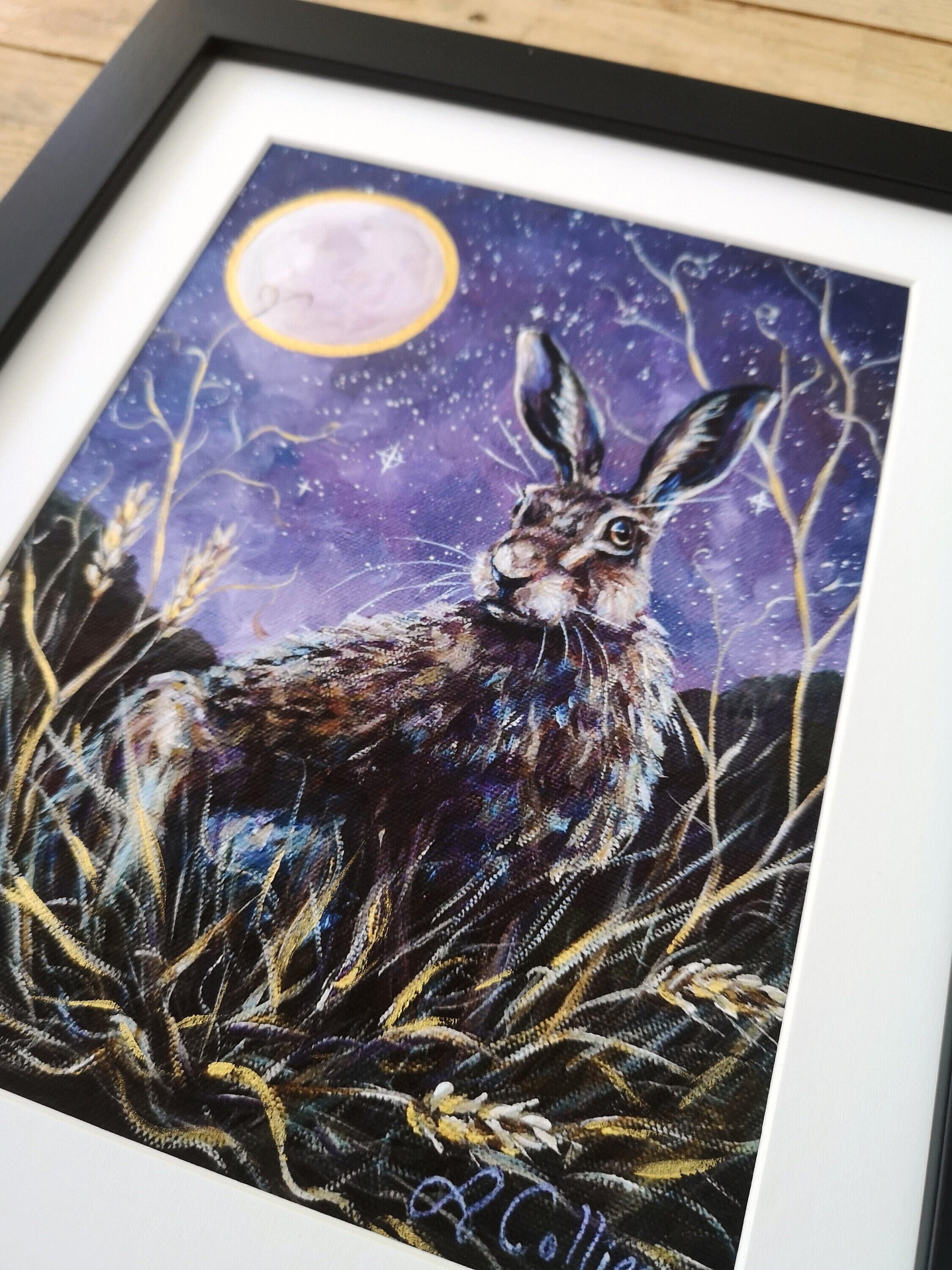 Harvest Moon PRINT Hare and Full Moon, Pagan Art, Witchy Art, Hand ...