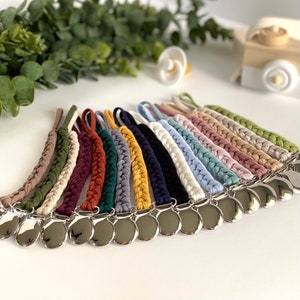 3 Pack! Braided Clip, Neutral Binky Holder Clips, Crochet Pacifier Clip Girl Boy, Lots of color options