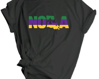 Camiseta negra Mardi Gras de NOLA/Nueva Orleans/Camiseta gráfica 2XL-3XL