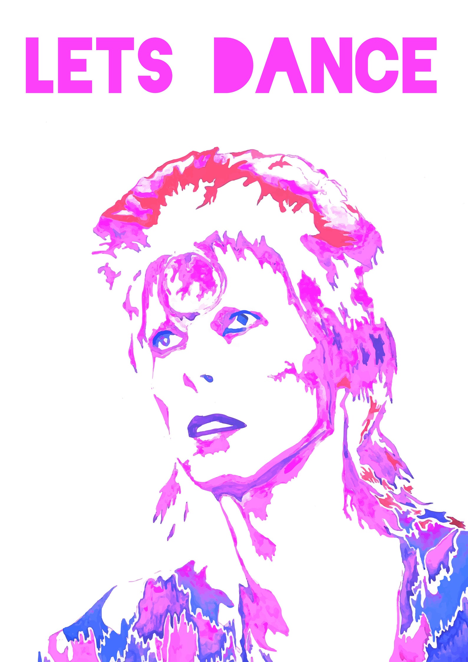 David Bowie Lets Dance Wall Art Print Lyrics A4 A5 Original Art Music