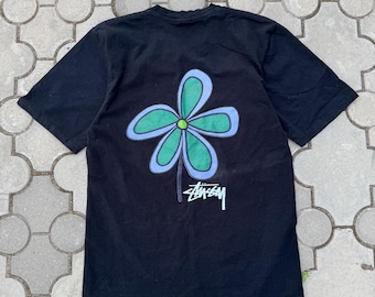 Stussy Flower Big Logo Tee Shirt Y2K