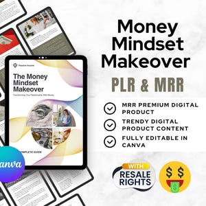 Money Mindset Makeover – Editable 44-Page Canva eBook | MRR + PLR License Included | Canva Template + PDF