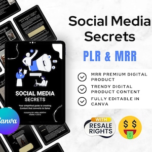 Social Media Secrets Guide - 17 pages - Editable in Canva - Premium Guide - MRR PLR eBook