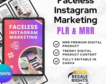 Przewodnik po marketingu na Instagramie bez twarzy: edytowalny e-book Canva (MRR PLR)