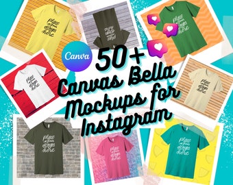 Bella Canvas 3001 Shirt Mockups: 50+ Colors for Instagram | Canva Editable