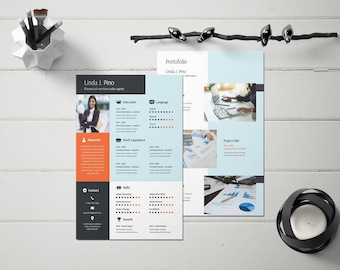 Modern Canva Resume Template: 3-Page CV, Cover Letter, Portfolio, Business Card (Digital Download)