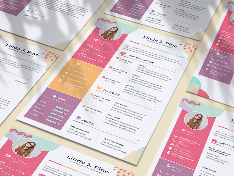 Colorful Canva Resume Template: Cover Letter & Business Card (Digital Download) image 8