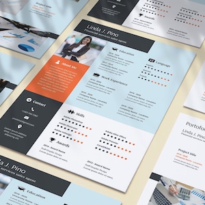 Modern Canva Resume Template: 3-Page CV, Cover Letter, Portfolio, Business Card (Digital Download)