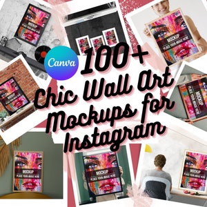 100+ Frame Mockup Bundle - Chic Wall Art Mockups for Instagram – Canva Mockup - Art print mockups, Gallery Wall Mockups, Interior Mockup